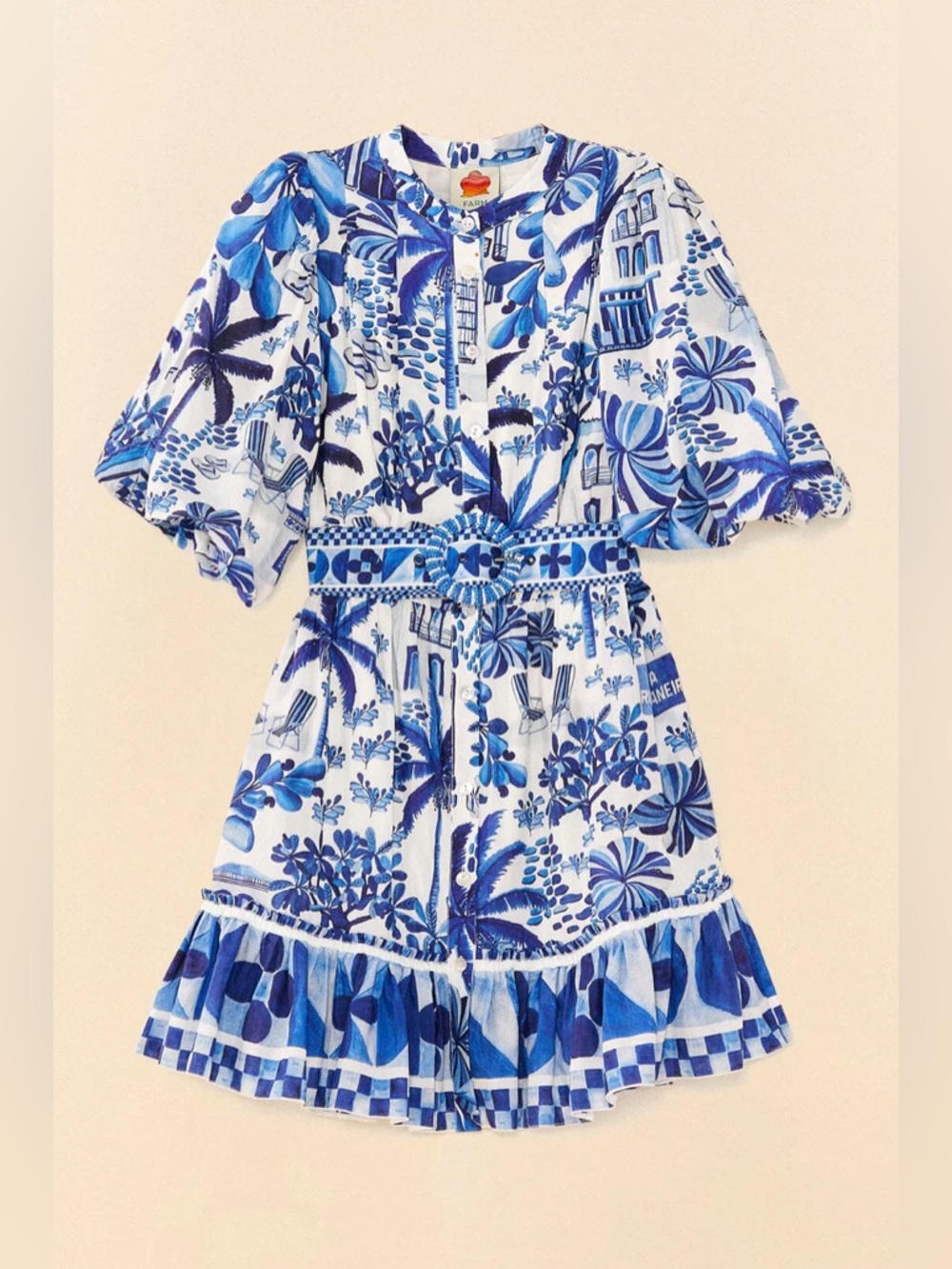 Farm Rio Sweet Rio Puff Sleeve Mini Dress - Picture 2 of 7